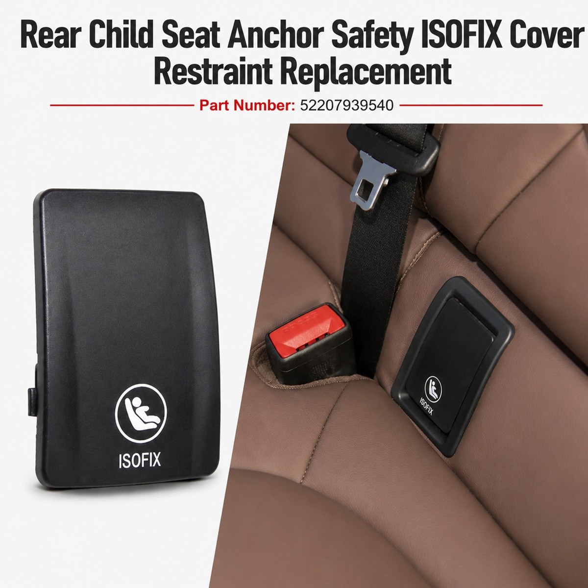 For BMW X6 G06 ISOFIX Cover 2020-2026 52207939540 Black Child Seat
