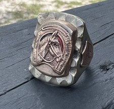 Mexican Silver Biker Horseshoe Horse Ring 194...
