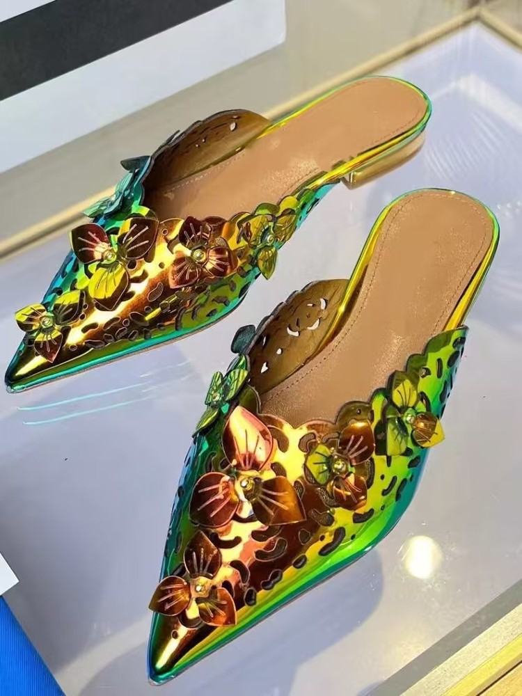 PANTOFOLA D’ORO Ciabatte donna a punta slip on mules scarpe basse sandali scavati estate