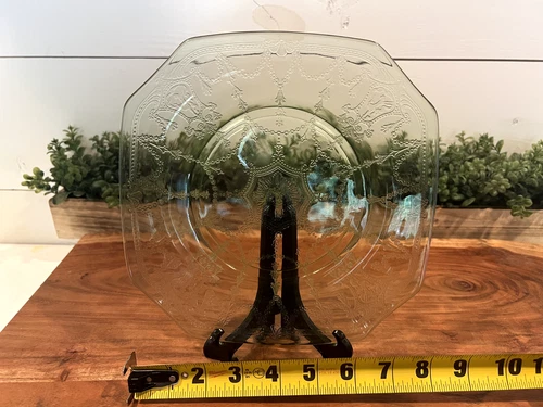 Green Cameo Depression Glass . 8-1/2" Square Plate.