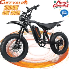 3000W Electric Dirt Bike 48V 20Ah Off-Road E-Motorcycle 45 MPH 20" Fat E-Bike US