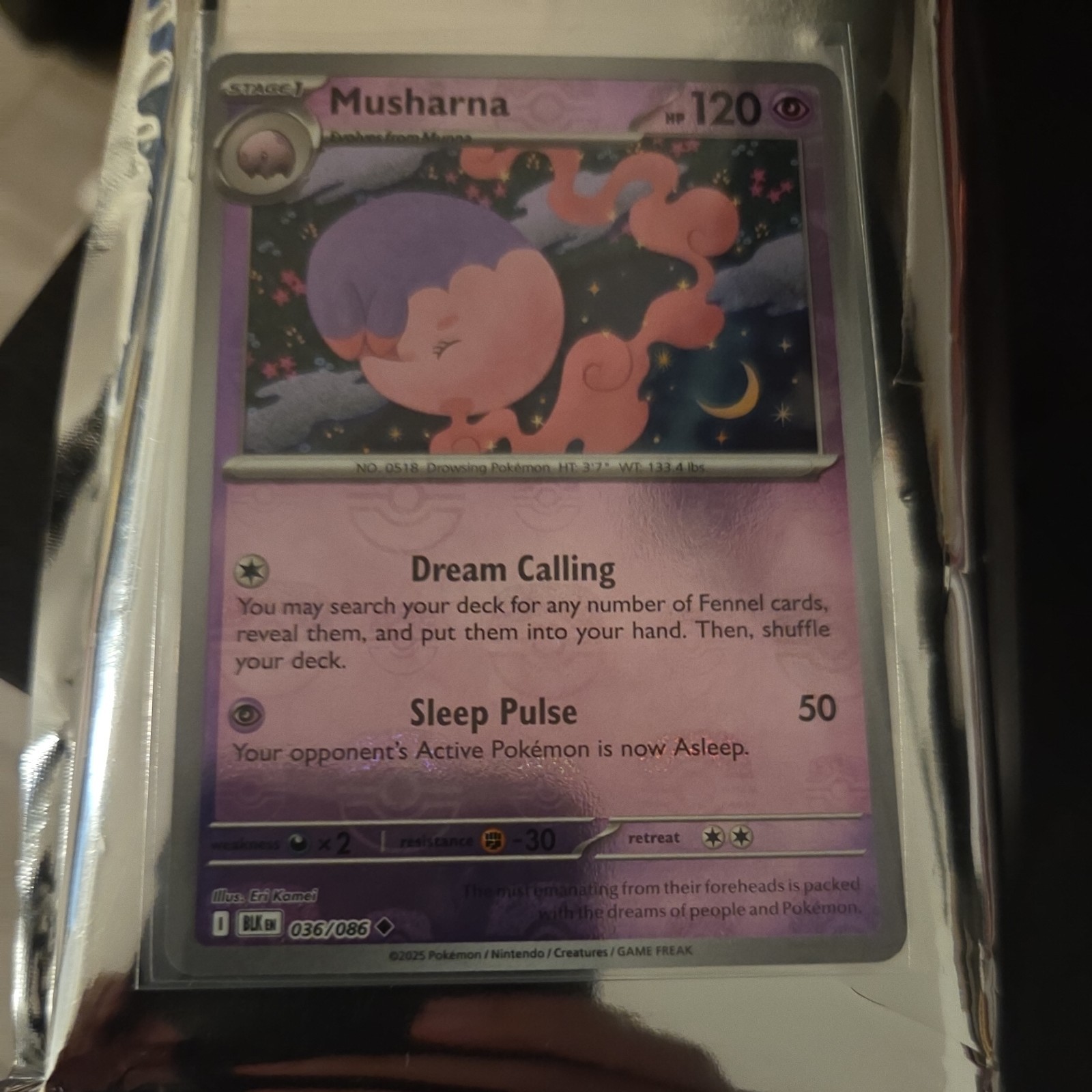 MASTER BALL Musharna Holo 036/086 Pokémon TCG Black Bolt NM 2025