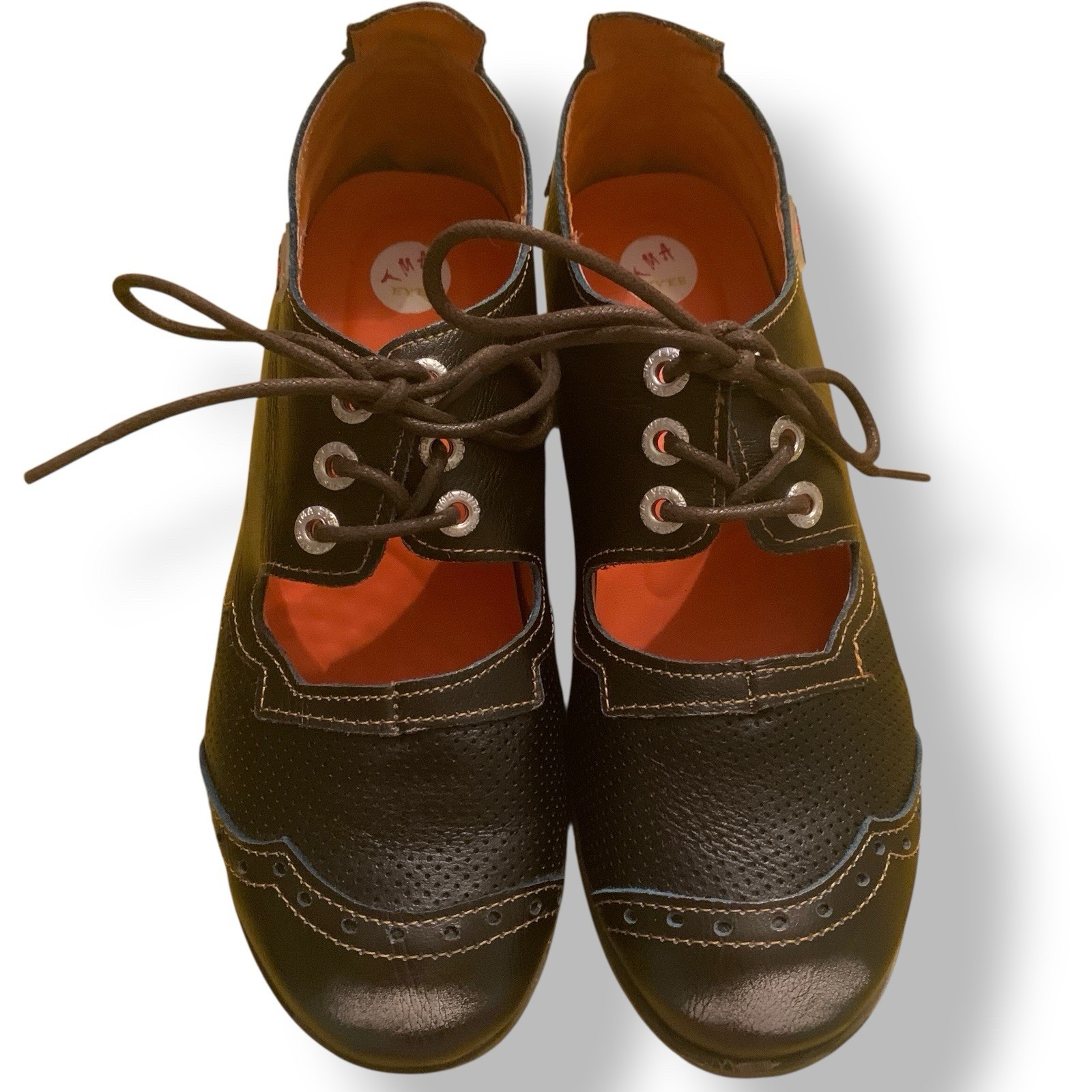 TMA EYES & MAiA Black Hand Stitched Leather Mary Janes Comfort Sz 8 US 39 EU