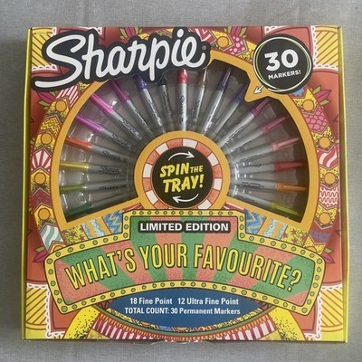 Sharpie Spin the Tray 30 Permanent Marker Limited Edition 18-Fine 12-Ultra Fine