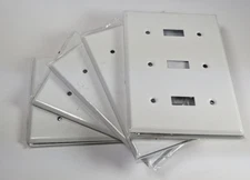 10X TayMac WW-TTT Standard Metalic Wallplate White 3 Toggle 3 Gang