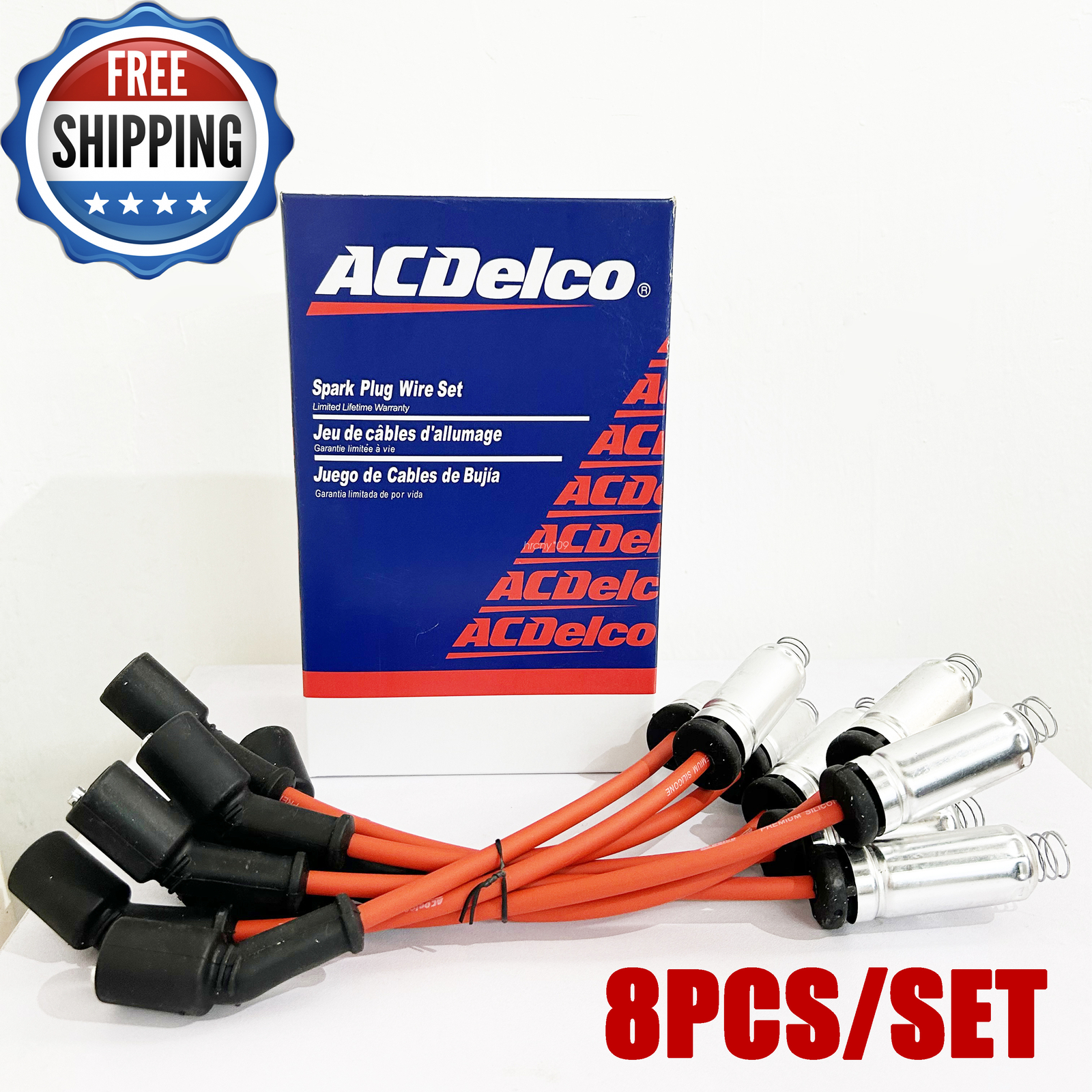 Spark Plug Wire Set - 8 Wires For Cadillac, Chevrolet, GMC, Hummer V8 Engines