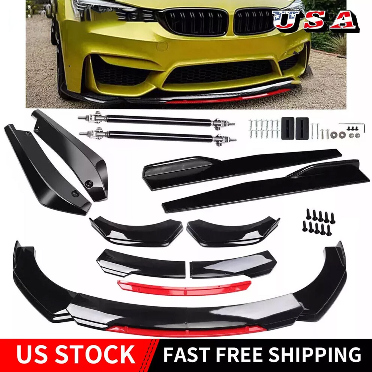 BMW 3 4 5 Series Front Rear Lip Spoiler Splitter Side Skirt Body Kit