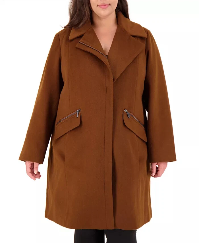 New Vince Camuto Plus Size Asymmetrical Coat 1X Cognac | eBay