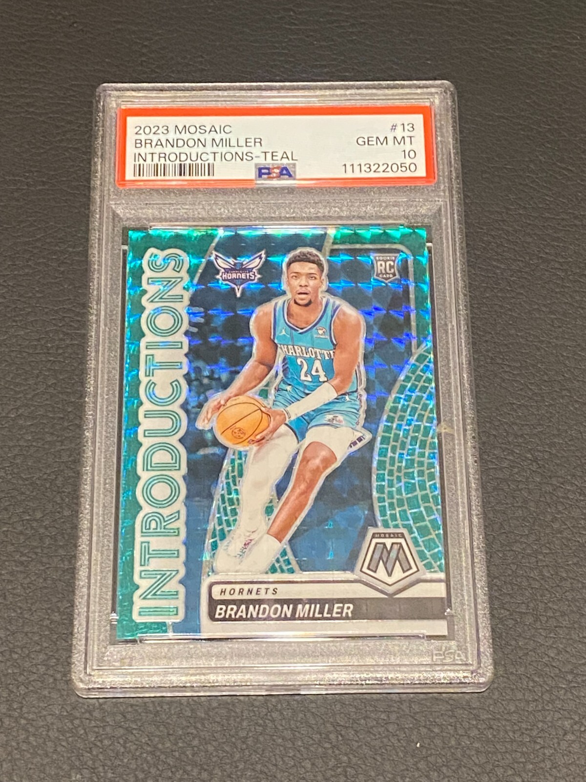 2023-24 Brandon Miller Teal /75 Introductions Panini Mosaic RC #13 Hornets (OBO)