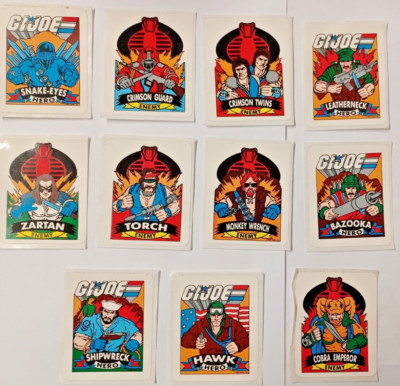 1986 Gi Joe Milton Bradley Bazooka Collector Card Sticker Hasbro pt Set 11/12