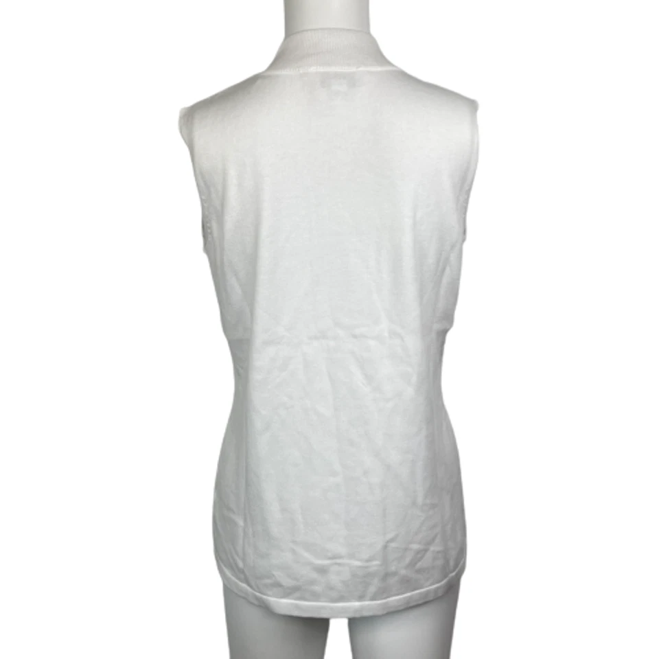 Suéter Joan Rivers para mujer talla S blanco tejido algodón cuello falso camiseta sin mangas Foto 4 de 4