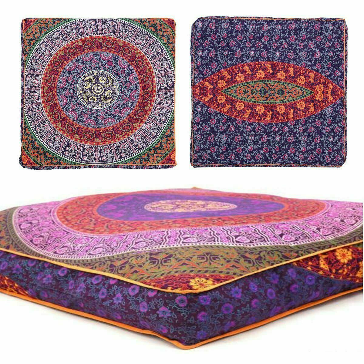 Indio Elegante Mandala Cojín Cuadrado Funda Bohemio Almohada Cubierta Algodón