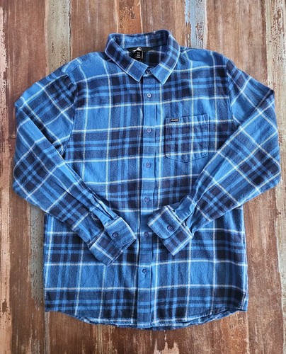 Volcom Men's Blue Plaid Flannel 100% Cotton Long Sleeve Button Up Shirt Medium - Picture 2 of 24