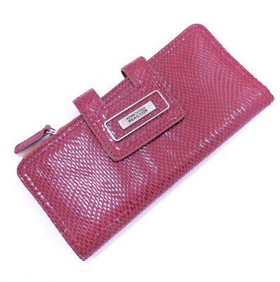 Kenneth Cole REACTION Women Wine Red Wallet Snakeskin Wristlet  IMPERFECTIONS