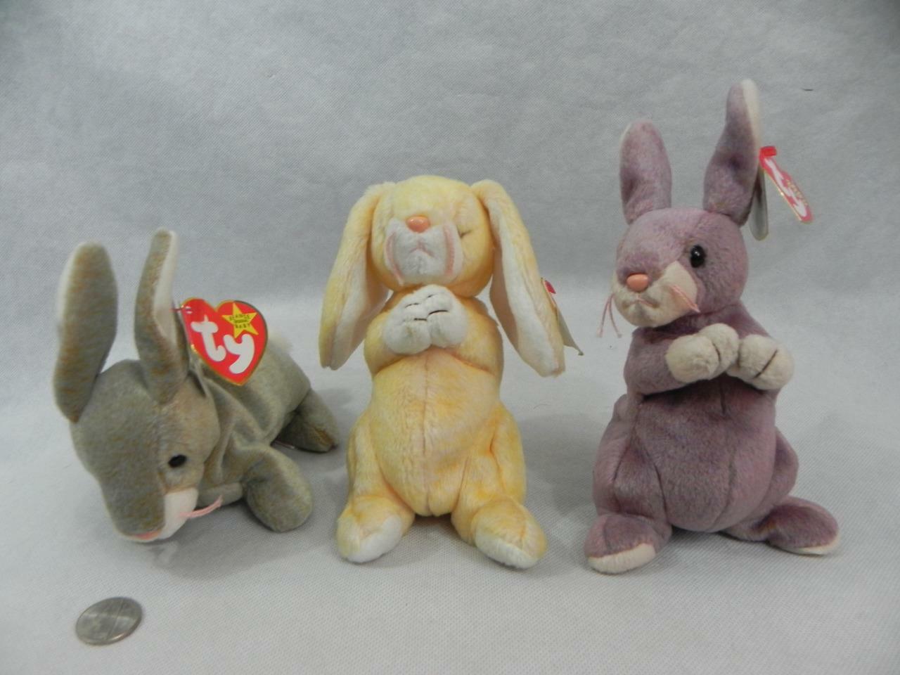 Ty Springy Lot of 3 TY Beanie Babies RABBITS Bunnys