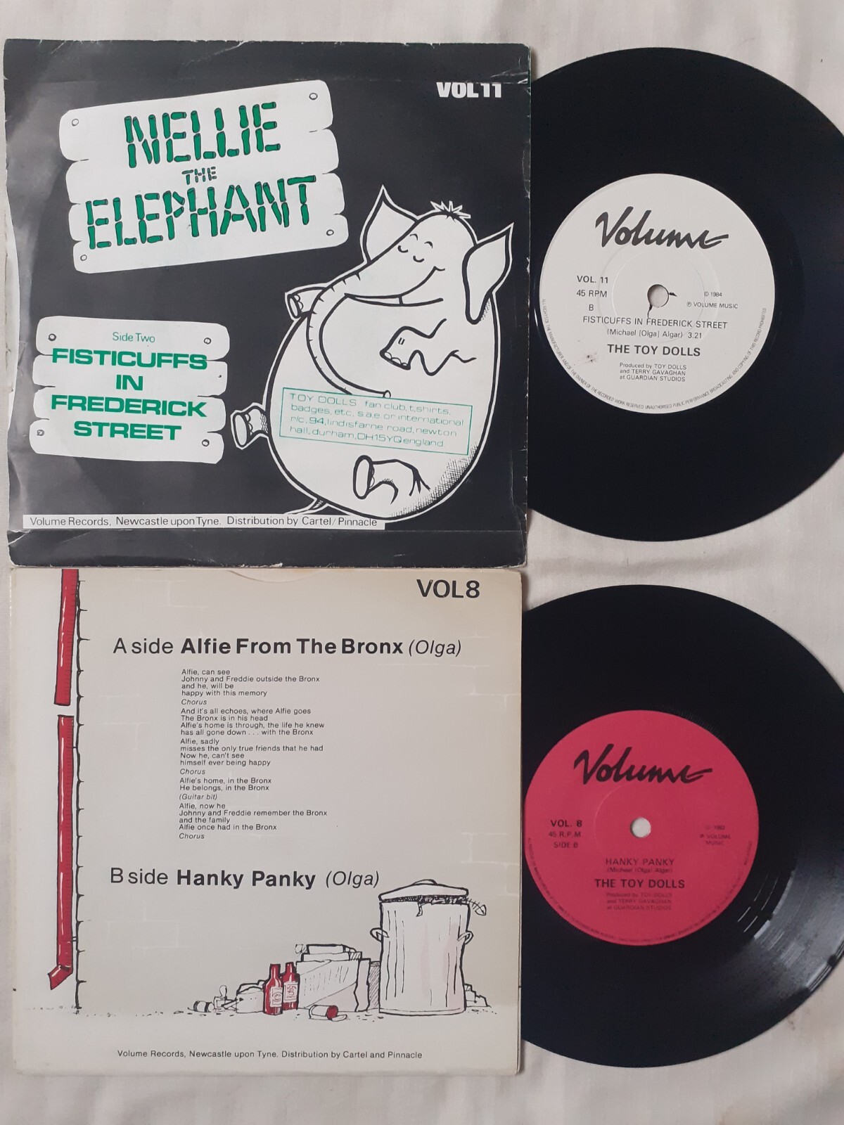 TOY DOLLS X 2 ALFIE FROM THE BRONX / HANKY PANKY NELLIE ELEPHANT UK