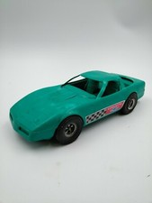 Strombecker Chevrolet Corvette Teal Plastic Tootsie Toy Car 11.5" Made in USA
