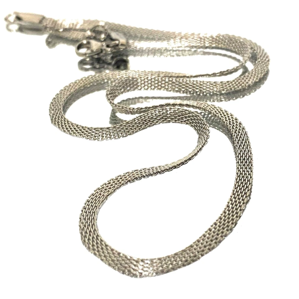 Collana snake piatta in acciaio inox da uomo donna catenina catena lunga 50 cm - Immagine 3 di 4