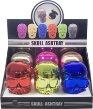 6 PACK Portable Car Travel Cigarette 3D Candy Skull Ashtray Holder Cup LED Light