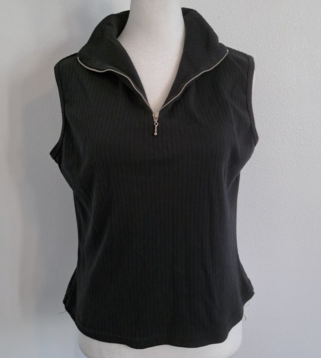 0791 - BASIC EDITIONS Large Black Turtle Neck Sle… - image 1