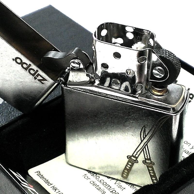 Zippo Sword Japanese Pattern Antique Silver One Sided