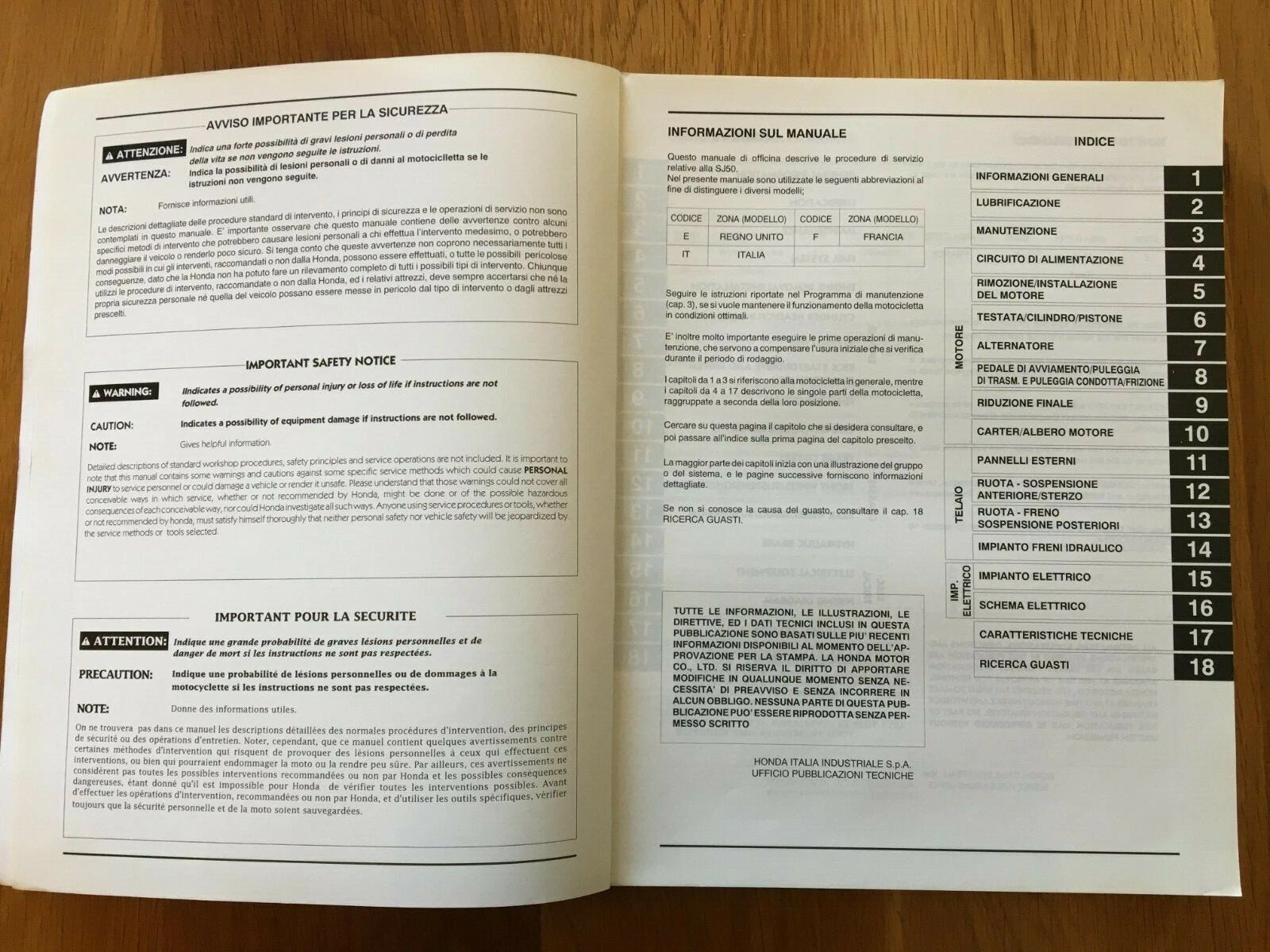 Honda SJ 50 P Bali Workshop manual dated 1993 , See below