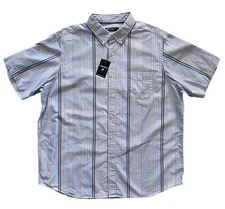 Daniel Cremieux Classics Nwt 100% Cotton Blue Stripe Short Sleeve Shirt XL