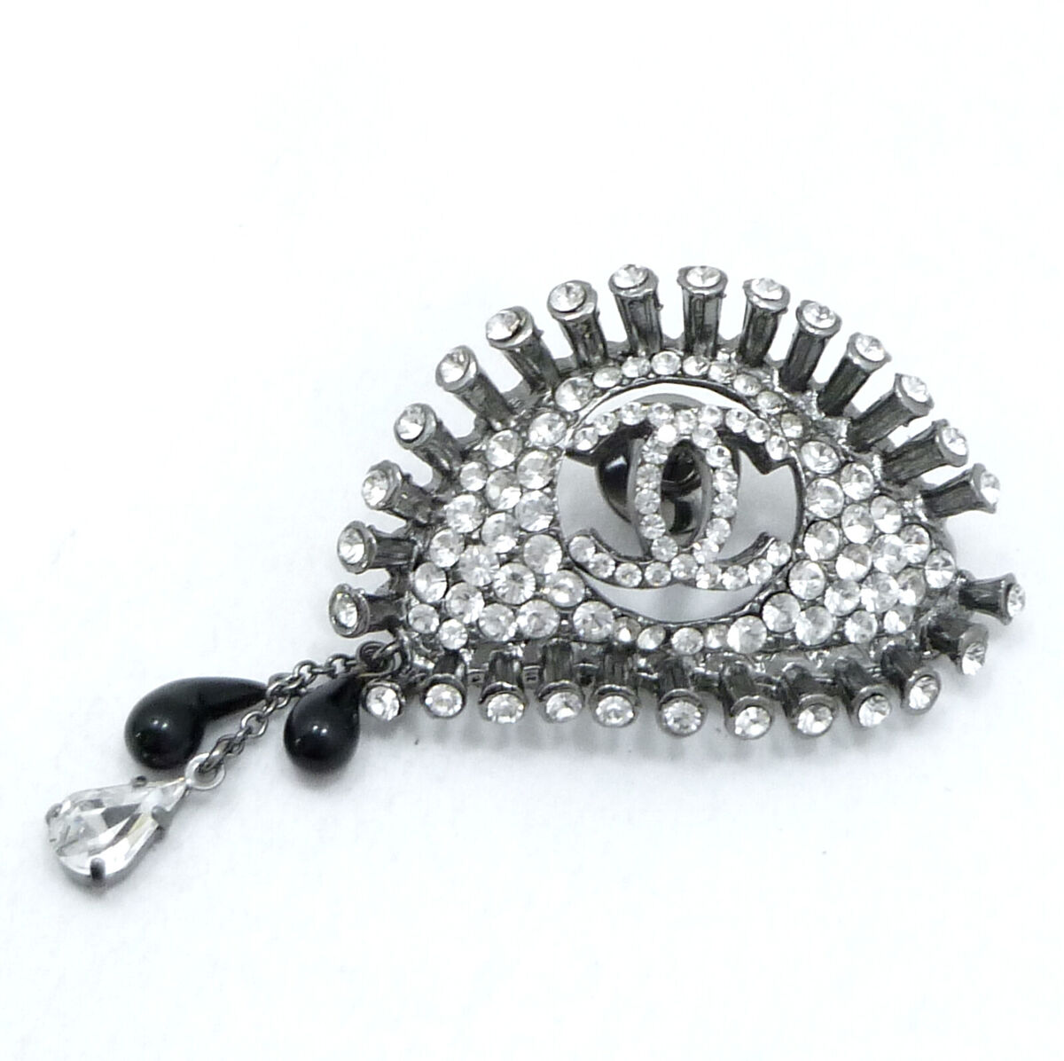 Authentic CHANEL Eye Motif CC Logo Brooch 02A Silver Authentic CHANEL Eye Motif CC Logo Brooch 02A Silver