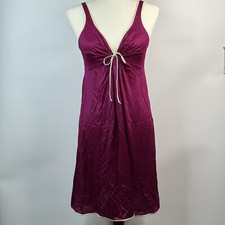 VINTAGE 1970  S SHEER BABY DOLL KEYHOLE FRONT LINGERIE MAROON IVORY MADE IN USA