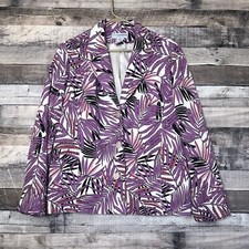 SAG HARBOR Womens LINEN BLEND MULTI COLOR FLORAL Blazer/Jacket 14