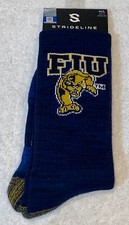 STRIDELINE Florida Intl Univ FIU Panthers Full Knit 2 Blue Crew Socks Men L 8-12