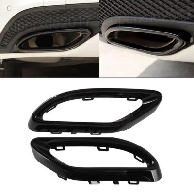 Auspuffblende Zierleiste Auspuff Abdeckung Glanz Schwarz Für Benz W205 W213 W247 - Bild 1 von 4