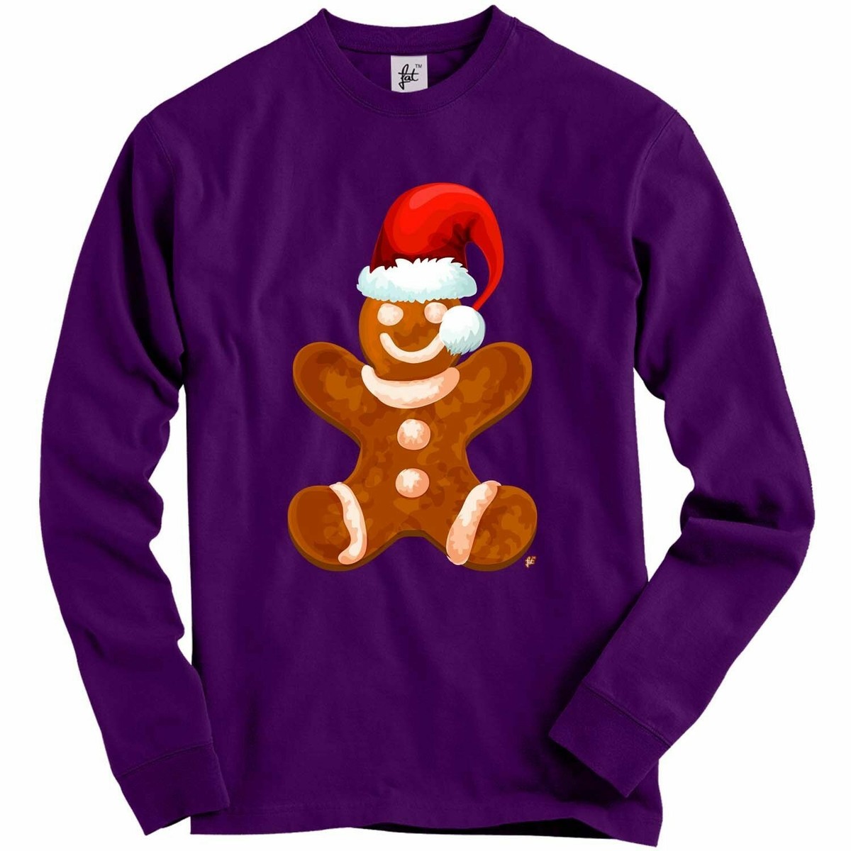 Happy Gingerbread Man Wearing Red Santa Hat Adult Christmas Jumper