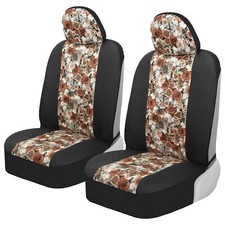 Rose Floral Faux Leather Seat Covers - Sideless Easy Install Most Cars