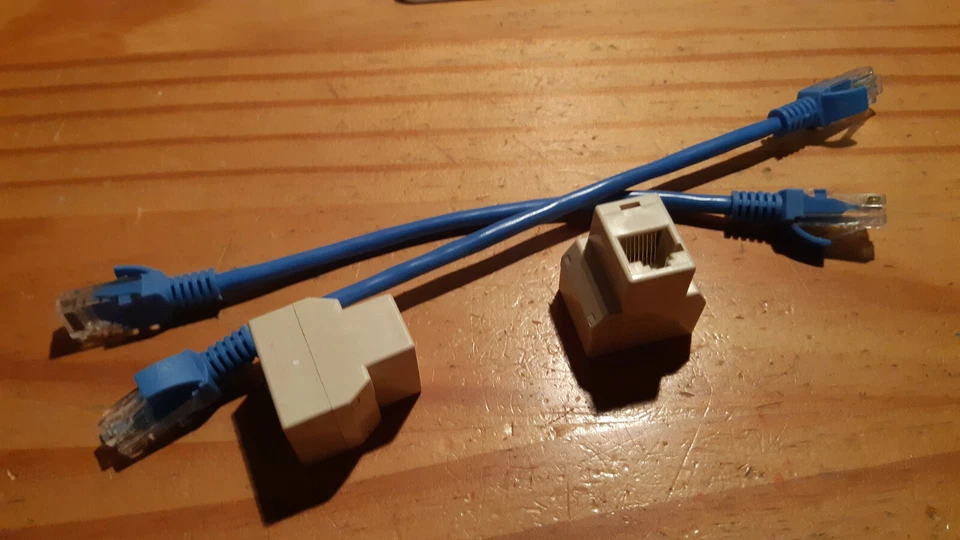 Kit 2 Doubleur Coupleur Ethernet RJ45 avec 2 cordons 20cm - Photo 1/3