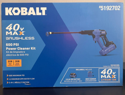Kobalt 40V Max Power Cleaner Kit Handheld Cordless 600PSI w/Battery Charger NEW*