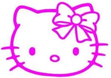 Pink Hello Kitty Pretty Bow Die Cut Vinyl Decal Sticker Car Window