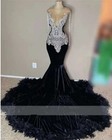 Sexy  Mermaid Illusion neck  Evening Prom Dresses Crystals Celebrity Party Gowns