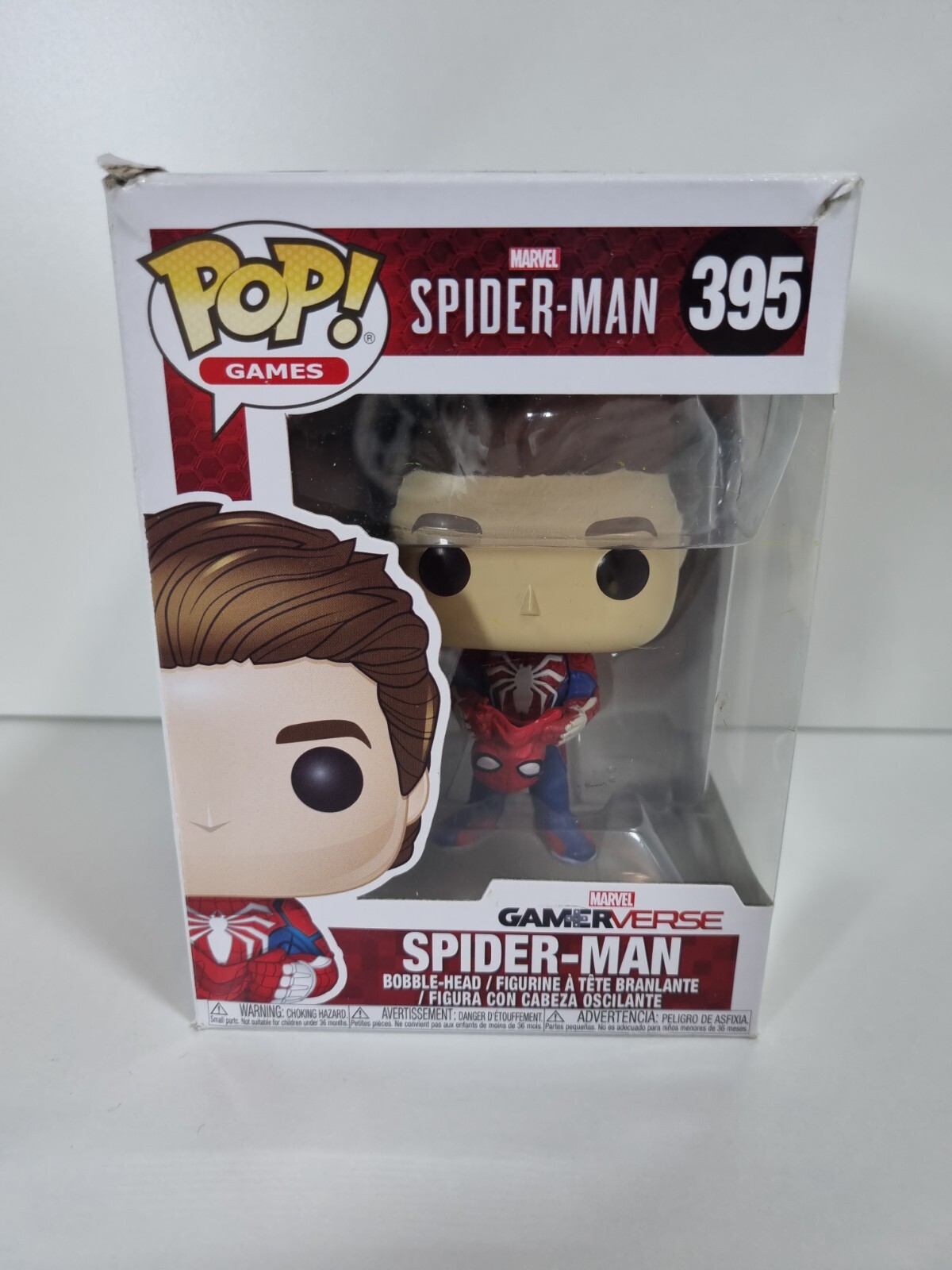 Funko Pop! Vinyl Spider-Man 395 Unmasked Marvel Gamerverse Video Game Box Damage