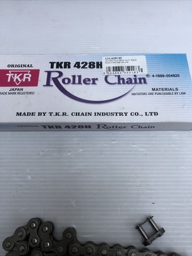 TKR HEAVY DUTY SOLID BUSH 428 120 LINK ROLLER CHAIN MADE IN JAPAN CHU428120 - Picture 2 of 5