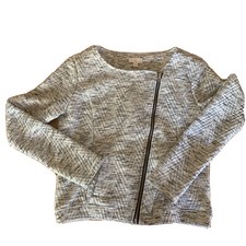 C Women's Asymmetrical Zip Gray Jacket Sz Sm Rn# 145161 Pockets Short Waisted