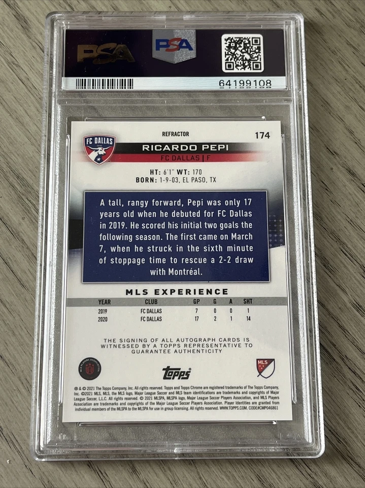 2021 Topps Chrome #174 Ricardo Pepi RC AUTO 💎 PSA 10 GEM MINT 💎 USMNT 🔥 QTY - Image 2 of 4