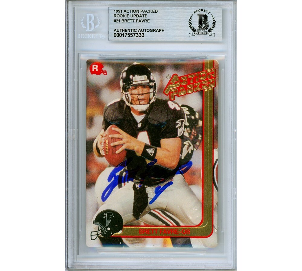 Brett Favre Autographed Signed Atlanta Falcons 1991 Action Packed #21 Encapsulated Card 