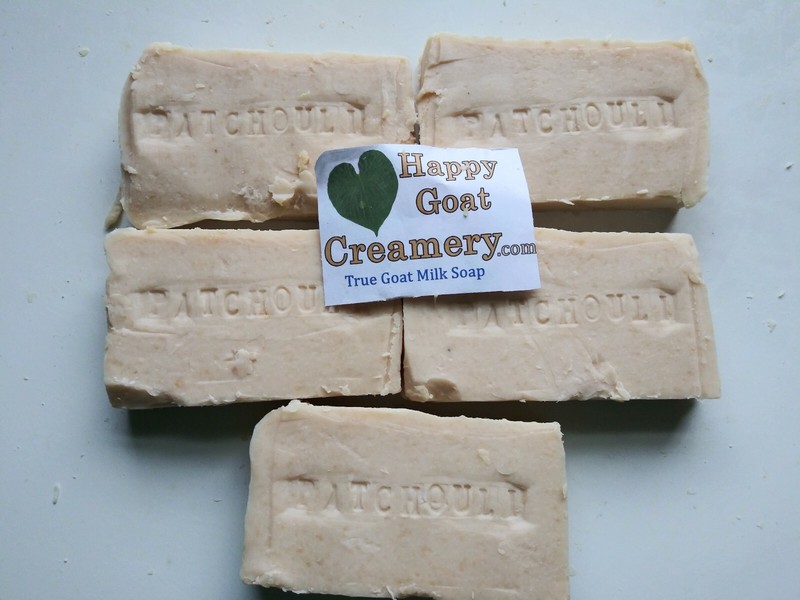 5 BARS PATCHOULI GOAT MILK SOAP HAPPY GOAT CREAMERY PURE ESSENTIAL OIL CHEAP 