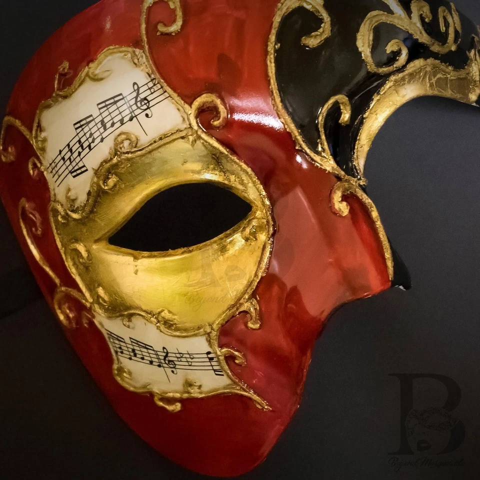 Mens Masquerade Mask Classic Musical Half Phantom of the Opera [Red/Black] - Image 4 of 4