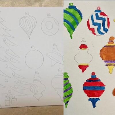 SALE!!! Christmas hand drawn Mix & Match Canvas only, 8 1/2 x 11