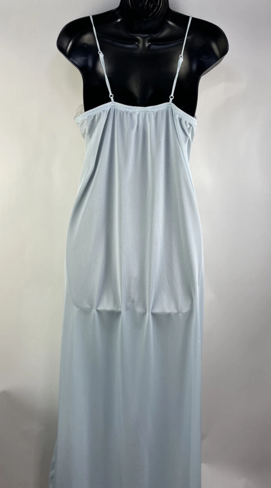 UNDERCOVER Abito da notte vintage sottocoperta nylon slip dress lingerie blu corpetto pizzo taglia M