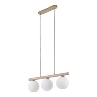 Pendelleuchte Glas Metall Weiß E14 3-Flammig Beige Modern L:65 Cm HäNgelampe
