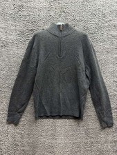 J.Crew Lambswool Mock Neck Quarter Zip Pullover Sweater Dark Grey Mens Size M