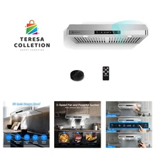 Under Cabinet Range Hood 30 Inch, 750CFM Stainless Steel Kitchen Stove Vent H...